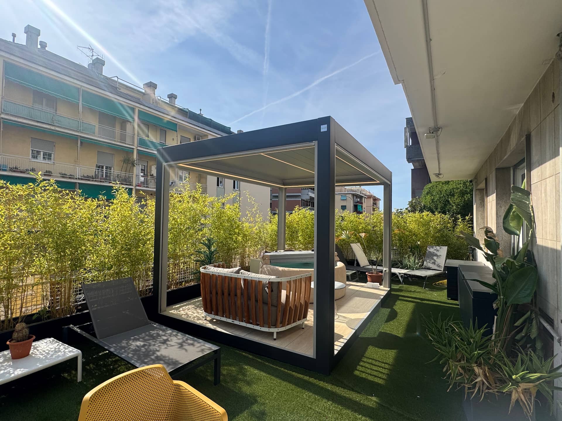 pergole pergotende e pergole bioclimatiche per arredo giardino a genova balbo outdoor